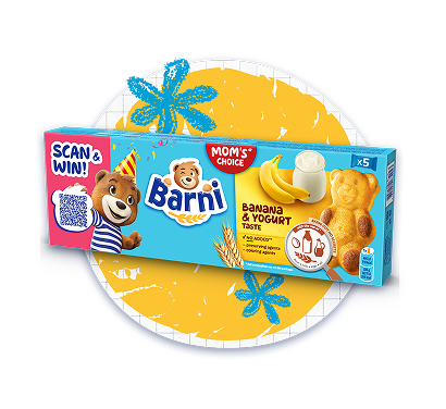 Barni Bear sponge cakes with banana yogurt filling